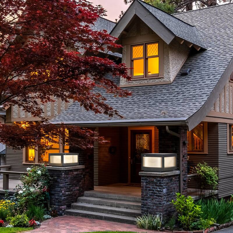 12" Black Solar Powered LED Post Cap Light, Modern Outdoor LED Fence Light for Pathways, Decks, and Patios (2-Pack)