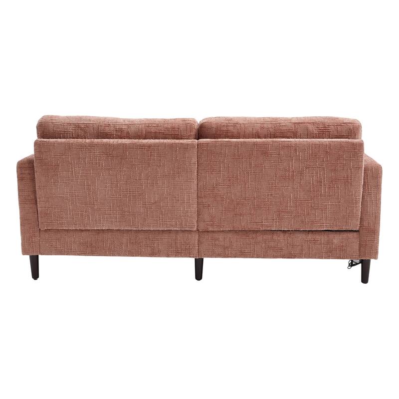 Modern Style Chenille 2-Seater Wood-Legged Sofa With Led Light, Usb Charging Port And Storage Bag Living Room Bedroom Study Room