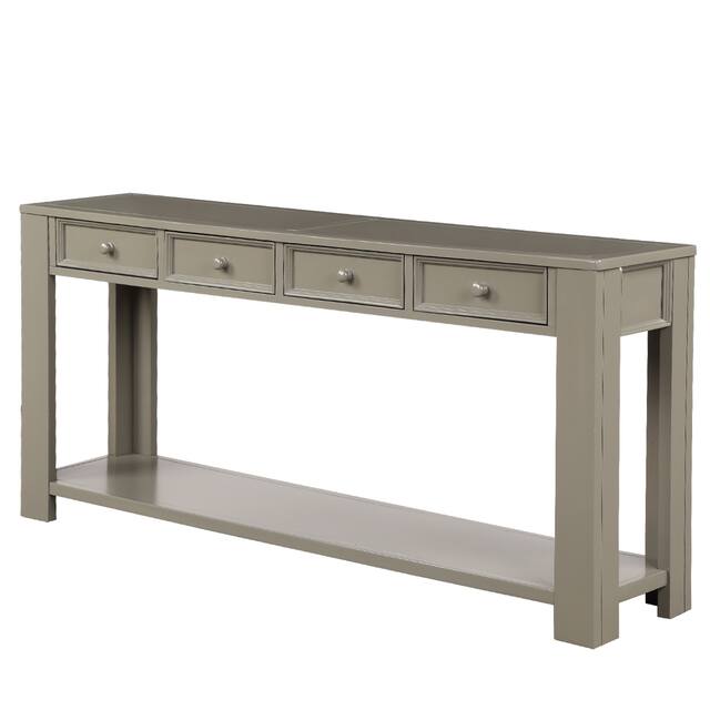 Console Table Sofa Table with Storage Drawers - khaki