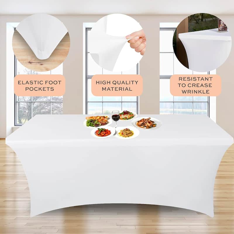 Stretch Spandex Table Covers, 2 Pack Fitted Tablecloths for Rectangle Tables