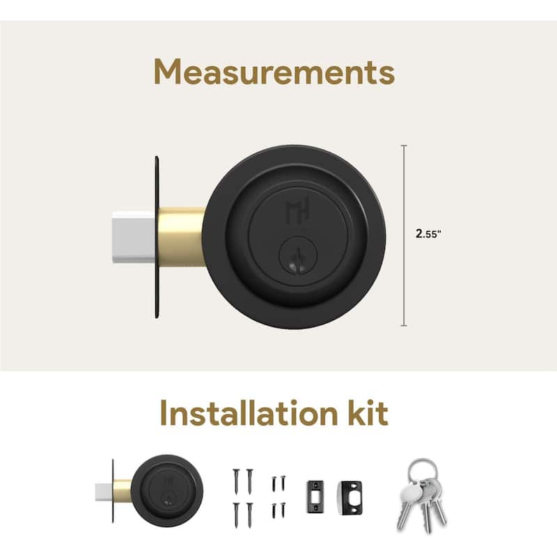 Mega Handles RONN Round Single Cylinder Keyed Deadbolt | Reversible Entry Deadbolt Lock