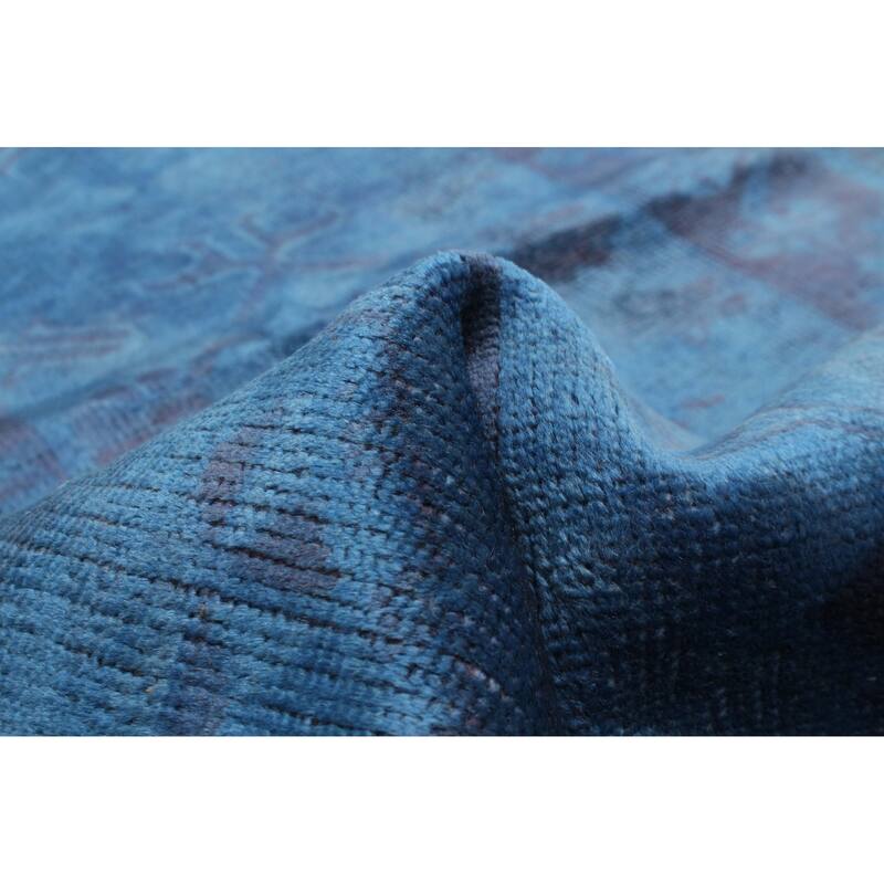 ECARPETGALLERY Hand-knotted Color Transition Blue Wool Rug - 2'6 x 8'8
