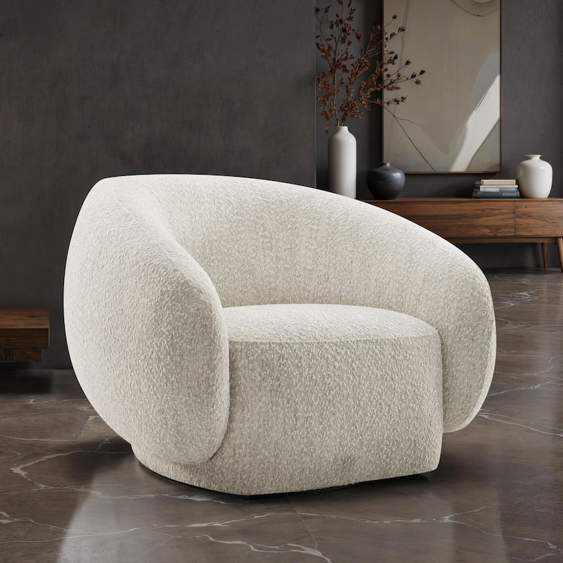 Furniture of America Erynn Modern 42-inch Boucle Swivel Accent Chair - Beige
