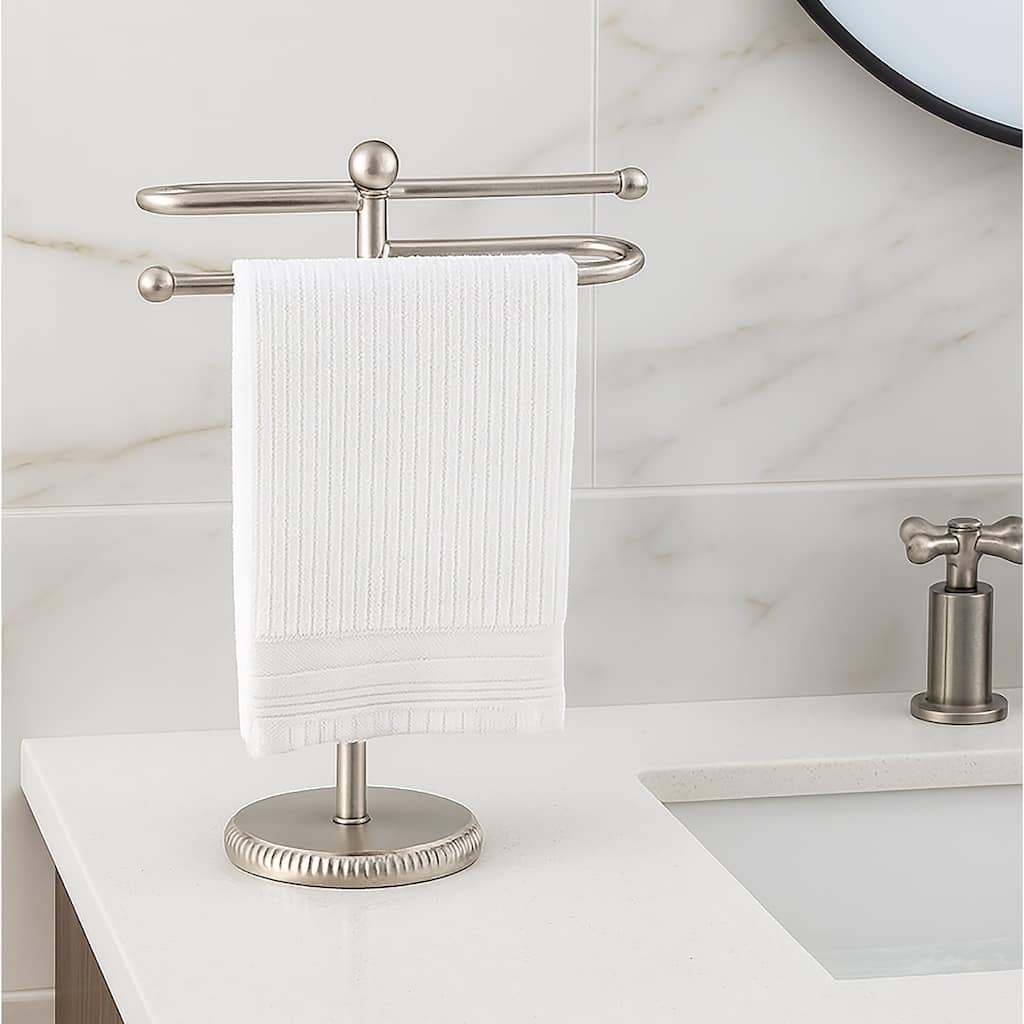 Brushed Satin Nickle Stainless Steel S-Design Fingertip Towel Holder With Heavy Base