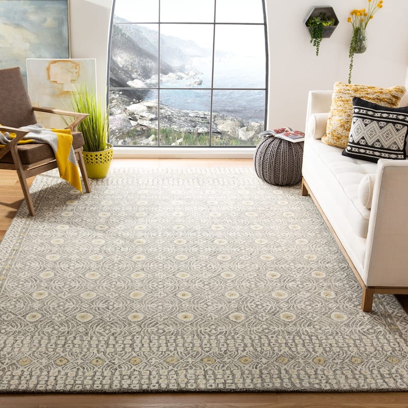 SAFAVIEH Handmade Micro-Loop Reglind Wool Rug - 8' x 10' - Charcoal/Ivory
