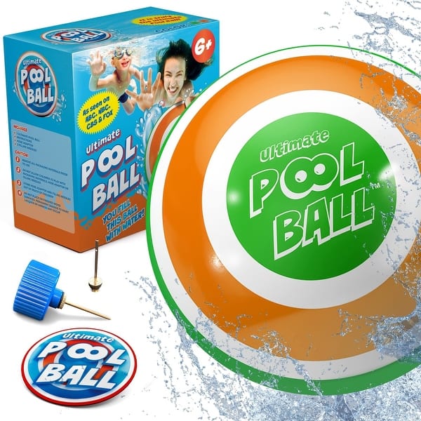 slide 2 of 5, Activ Life The Ultimate Pool Ball, Ultra-Durable & Bright, Orange/Green 6 inches