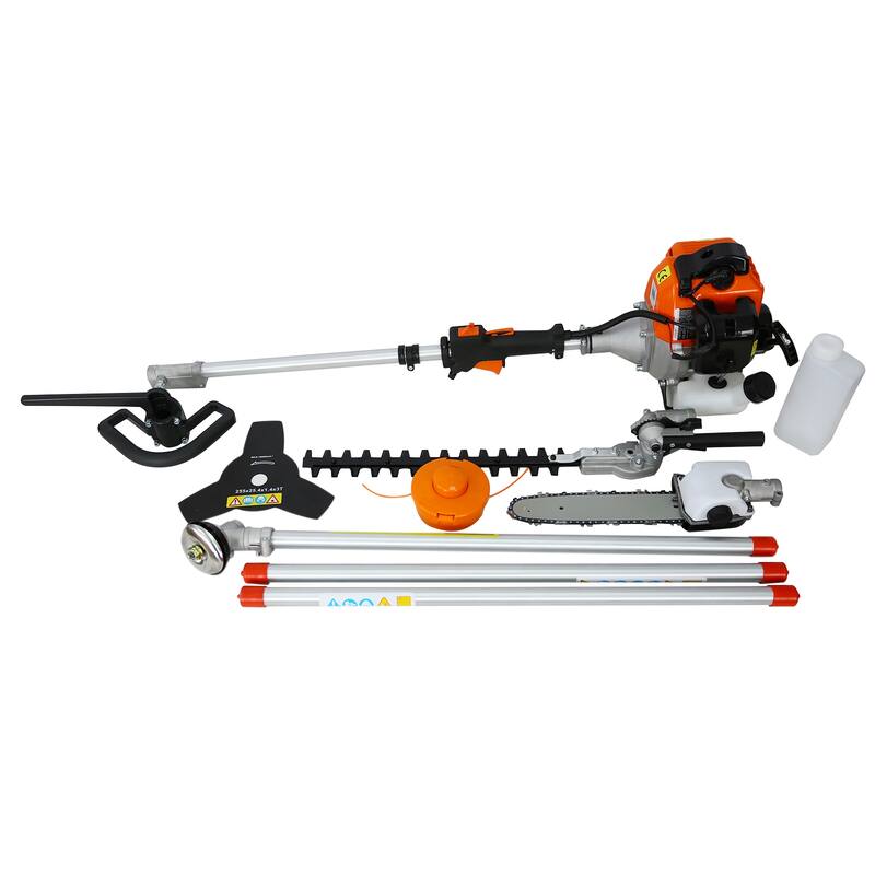 4 in 1 Multi-Functional Trimming Tool, 52CC 2-Cycle Garden Tool System with Gas Pole Saw, Hedge Trimmer, Grass Trimmer