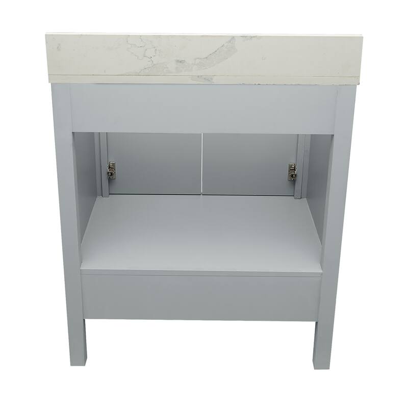 Nevado 31" Bathroom Vanity in Espresso with Quartz Stone Vanity Top Sink w/ Backsplash in Galaxy White Single Hole