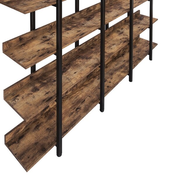 Industrial Style 5-Tier Cross Design Bookcase Home Office Open