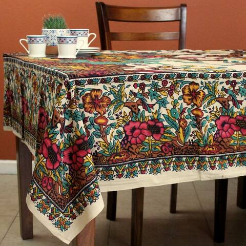 Light weight Cotton Tree of Life Floral Vivacious Tablecloth Rectangle
