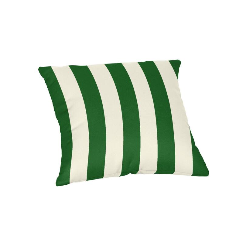 Sunbrella Stripe Fabric 1-Piece Indoor/Outdoor Square Throw Pillow, 18"W x 18"L - Maxim Forest Green