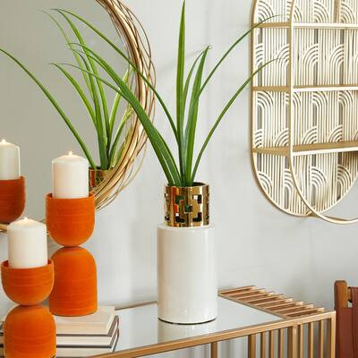 White Stoneware Glam Vase