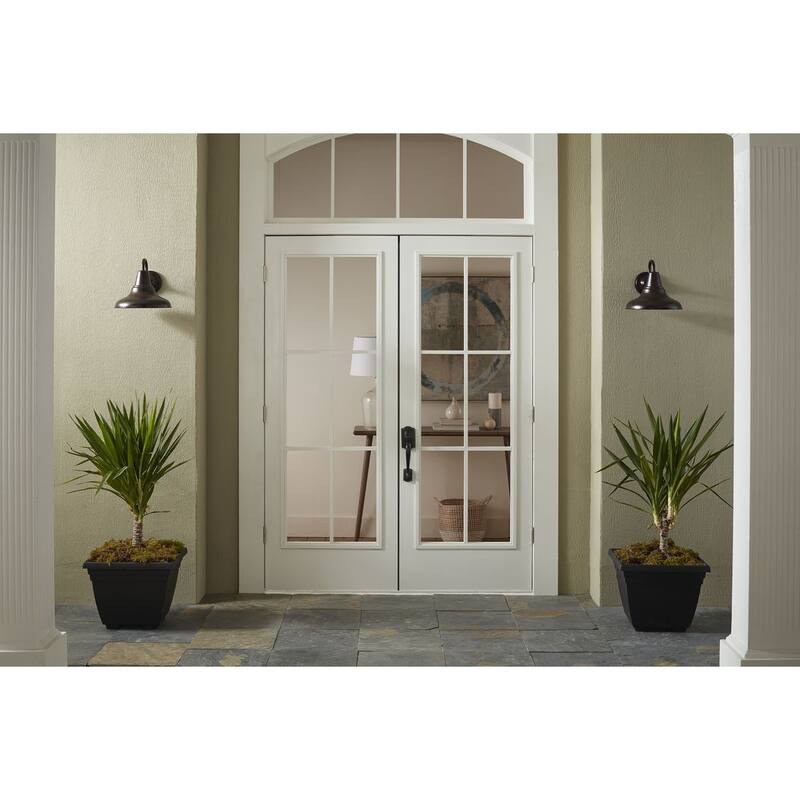 District 1-Light Antique Bronze Farmhouse Outdoor Wall Lantern Light - 13.780" x 13.750" x 12.250"