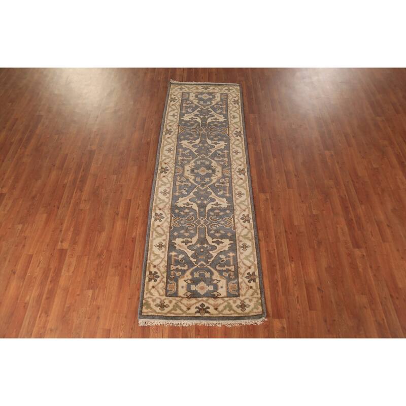 All-Over Oushak Indian Runner Rug Handmade Wool Carpet - 2'9" x 8'3"