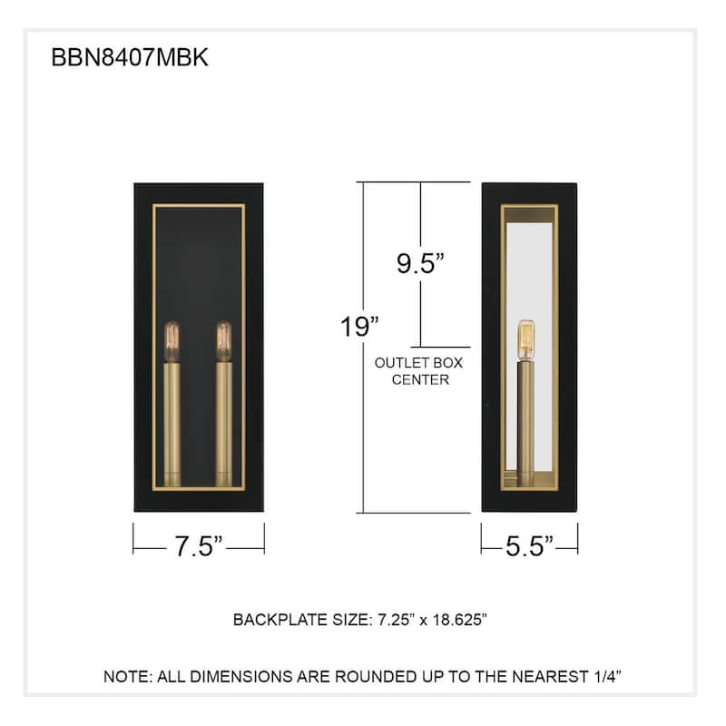 Bourbon 2-Light Matte Black Outdoor Wall Lantern