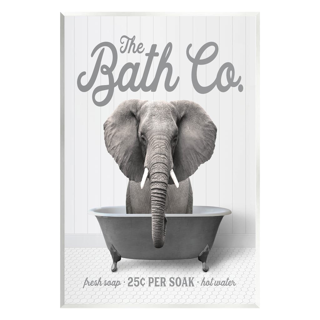 Stupell Elephant in Bathtub Wall Plaque Art Design by Lettered and Lined