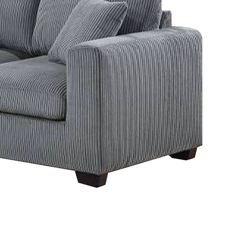 Jesica 2pc Loveseat n Sofa Set, 2 Accent Pillows, Gray Corduroy Fabric