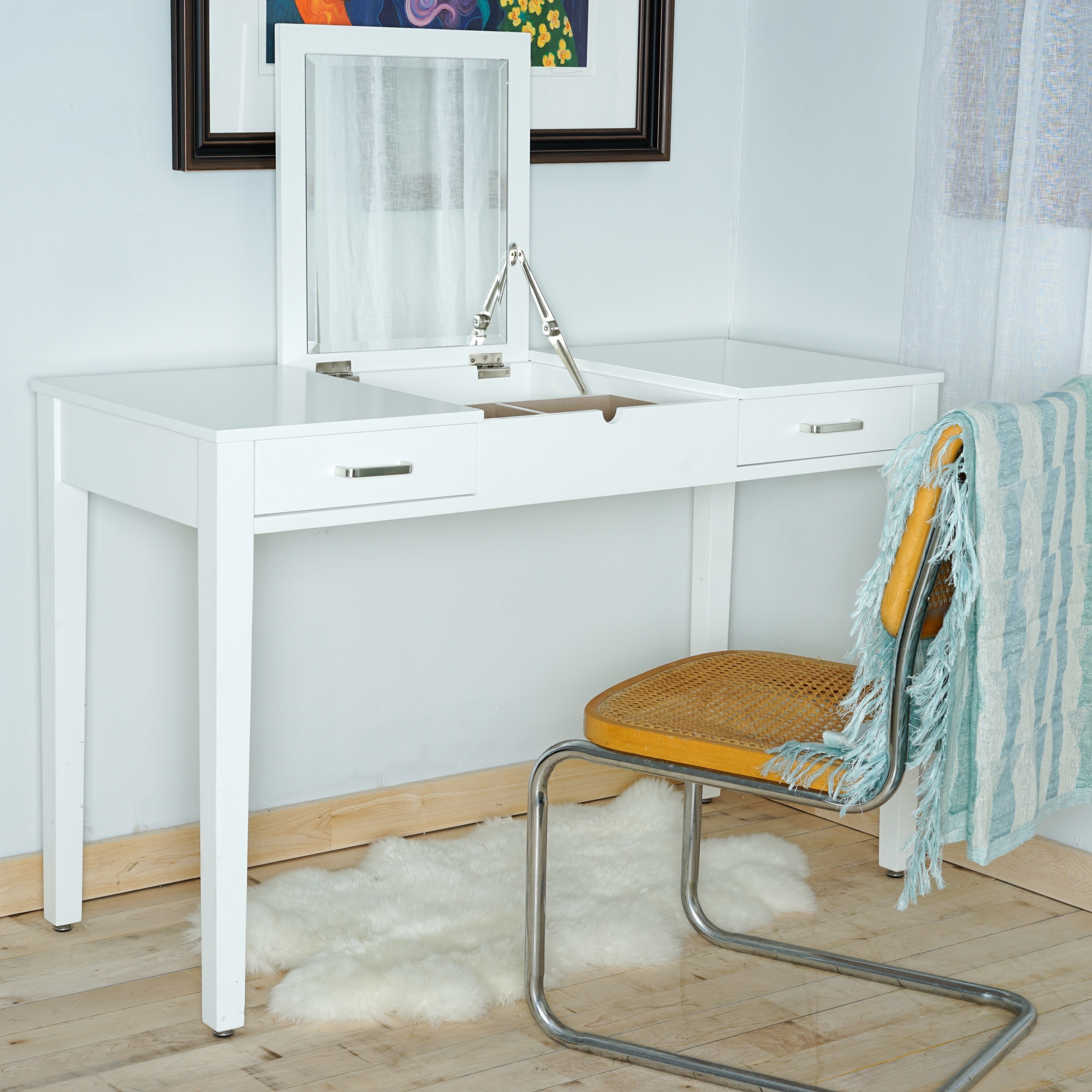 white vanity table no mirror