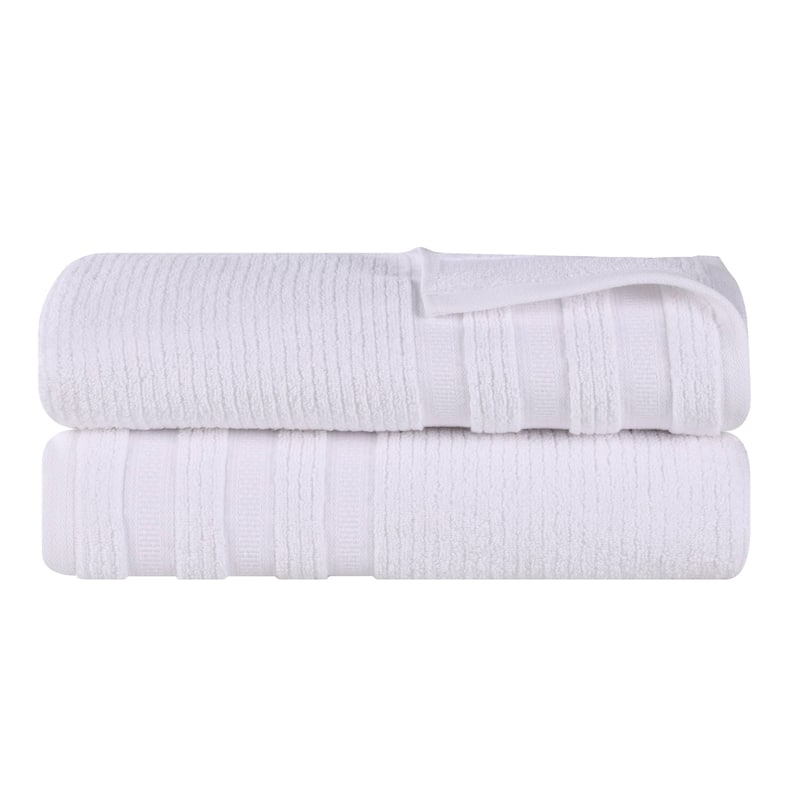 Superior Brea Zero Twist Cotton Ribbed Modern Bath Sheet Set of 2