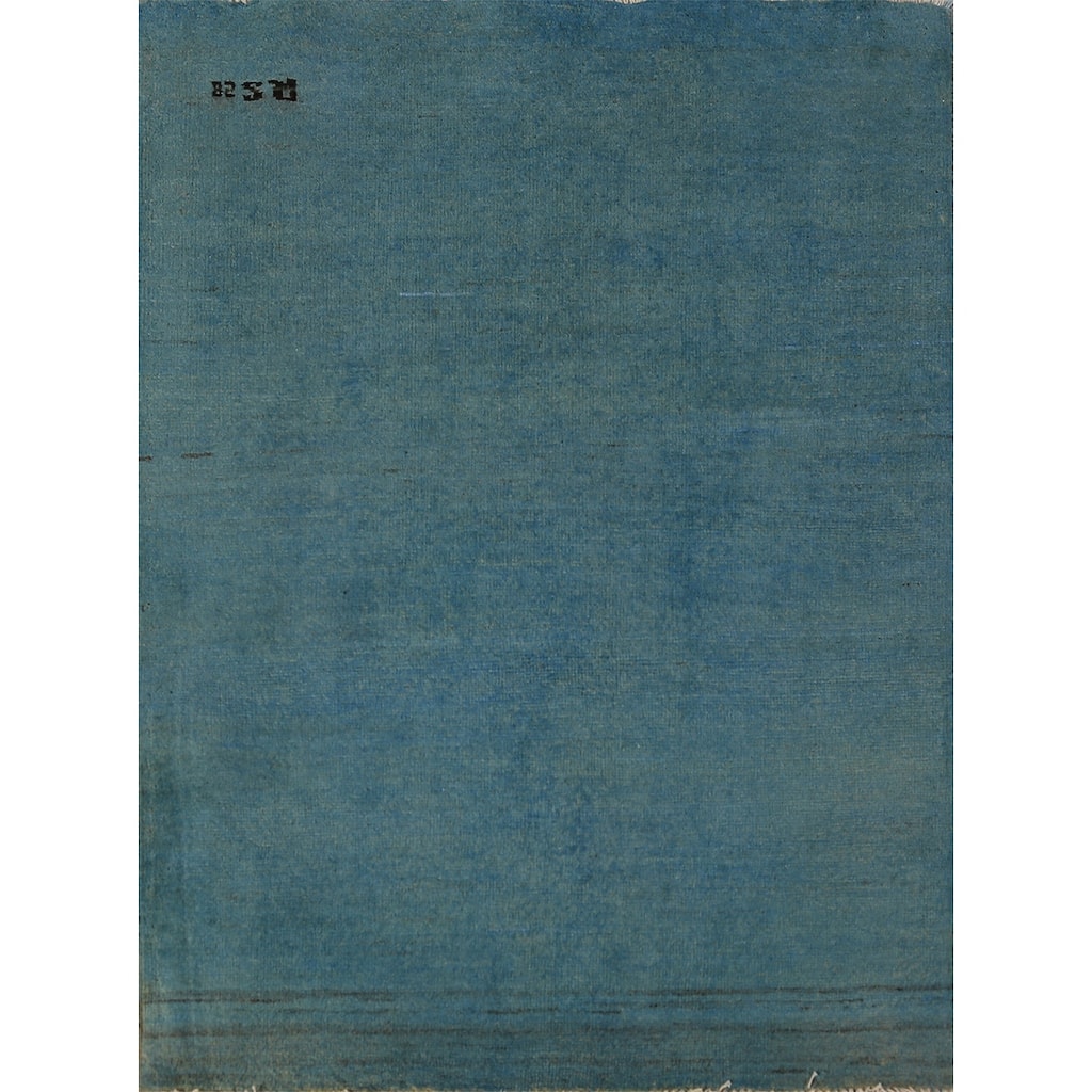 Blue Modern Gabbeh Oriental Rug Handmade Foyer Wool Carpet - 3'0" x 3'10"