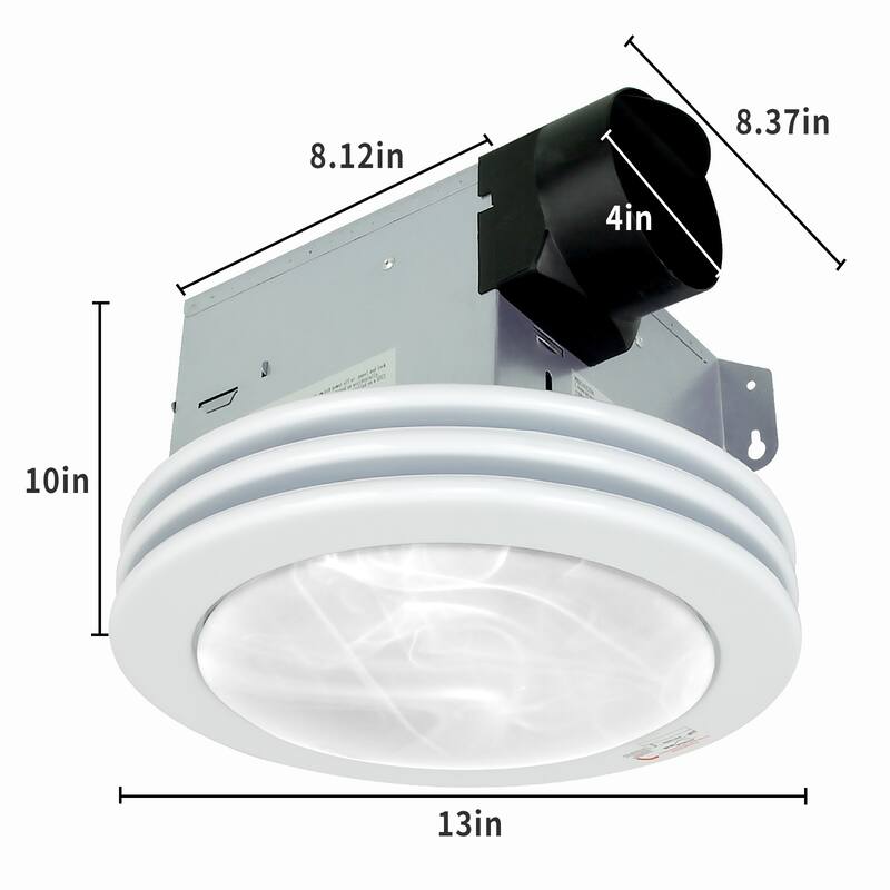 Akicon Ultra Quiet Bathroom Exhaust Fan with LED Light 80CFM 2.0 Sones Round Bathroom Ventilation Fan with Frosted Glass Cover