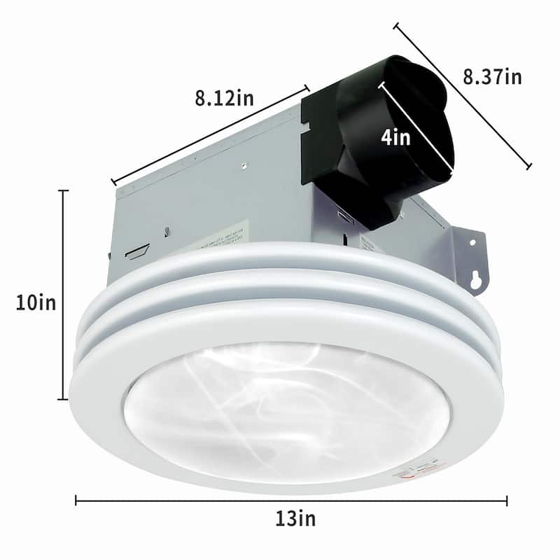 Akicon Ultra Quiet Bathroom Exhaust Fan with LED Light 80CFM 2.0 Sones Round Bathroom Ventilation Fan with Frosted Glass Cover