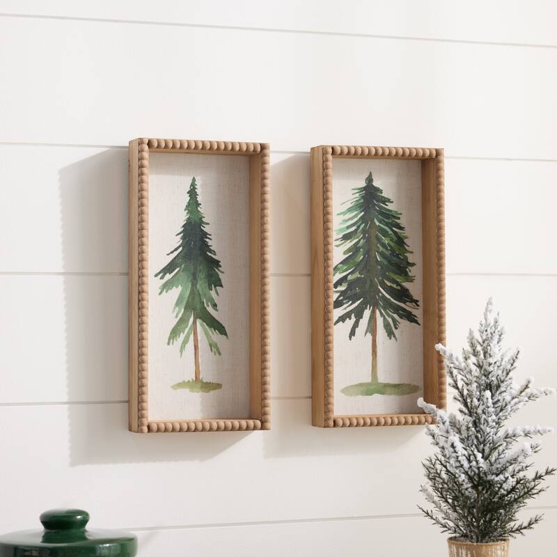 Framed Pine Tree Plaque (Set of 2)