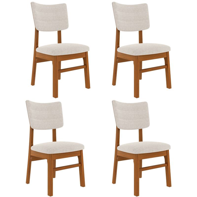 Mid-Century Upholstered Dining Chairs with Rubberwood Frame, Set of 4