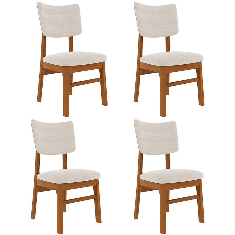 Upholstered Dining Chairs Set of 4, Armless Dining Chairs with Rubberwood Frame and Curved Backrest for Dining Room