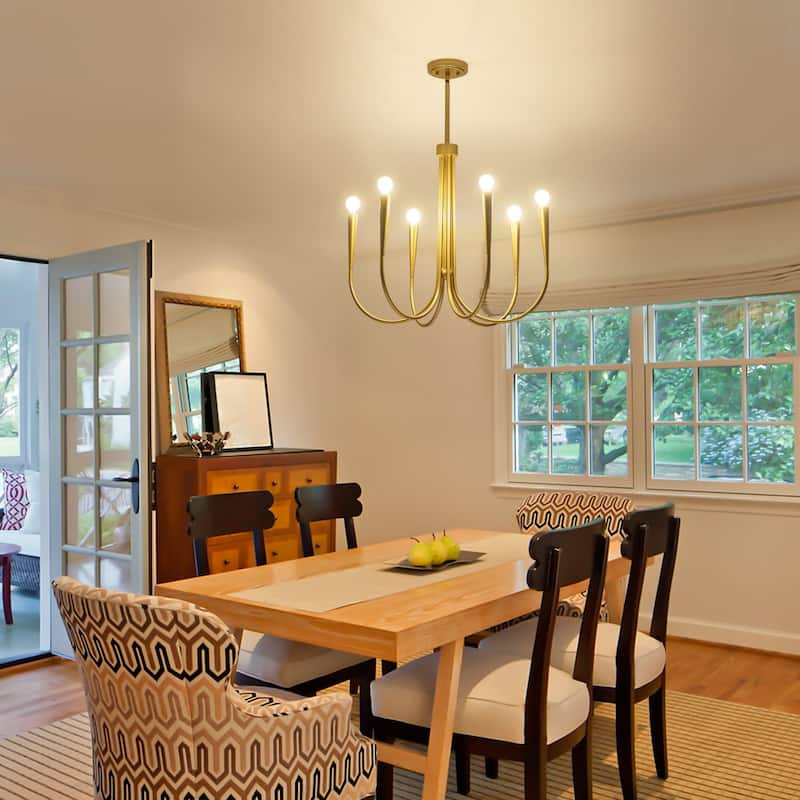 Starsky Mid-Century Farmhouse 6-Light Traditional Ceiling Light Modern Classic Candle-Style Chandelier