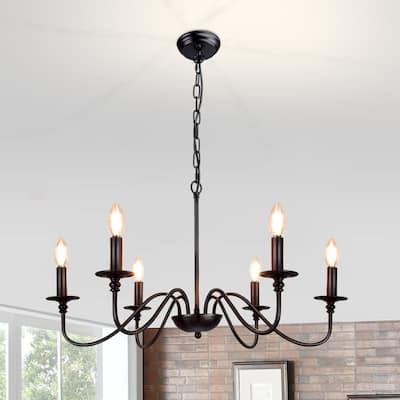 6-Light Industrial Iron Candle Style Chandelier with Adjustable Height