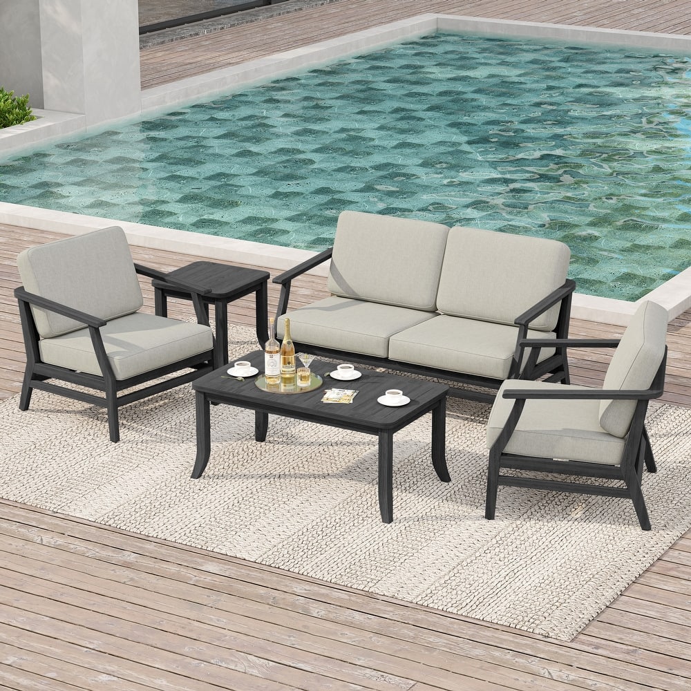 Outdoor Conversation Set Patio Chair, Loveseat with Tables