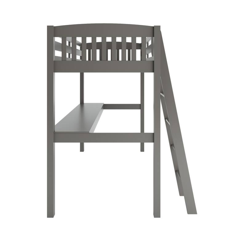 High Loft Bed with Desk and Storage, Heavy Duty Solid Wood Full Size Loft Bed Frame with Stairs