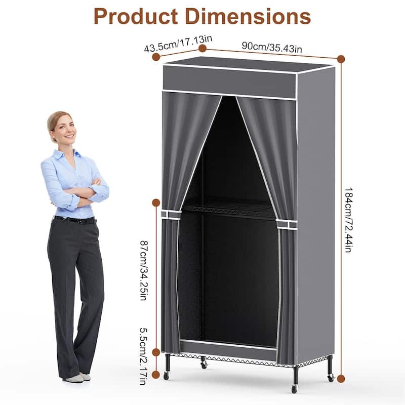 2-Tier Clothing Rack with Dust Cover