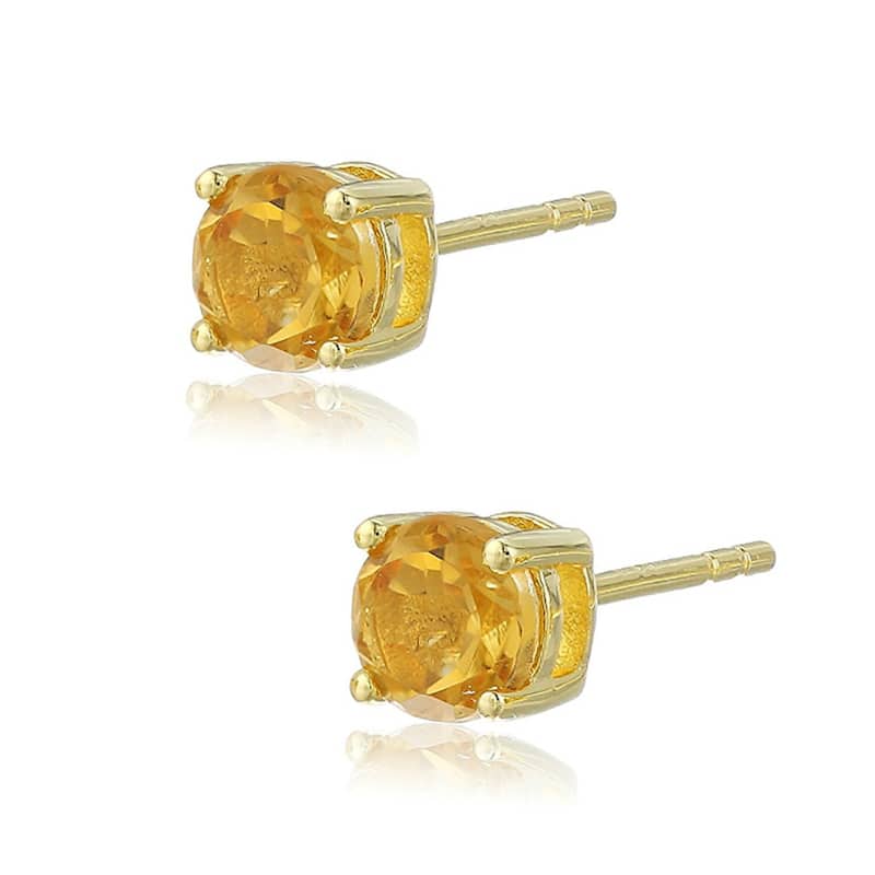 925 Sterling Silver African Amethyst,Sky Blue Topaz,Citrine,Peridot Set of 4 Studs Earrings