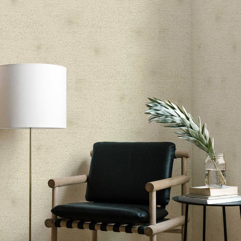 Brewster Zion Champagne Starburst Wallpaper - 21in x 396in x 0.025in