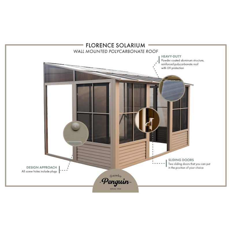 Florence - Wall Mounted Solarium 8x16 Polycarbonate roof