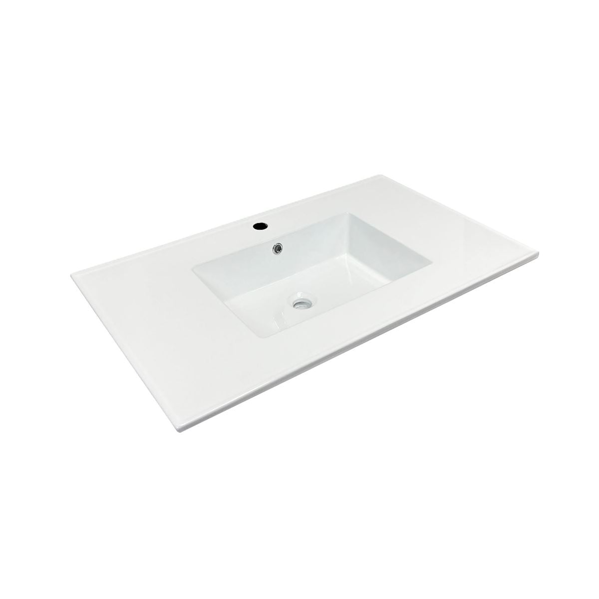 37 in. Single sink Vitreous China top with single faucet hole