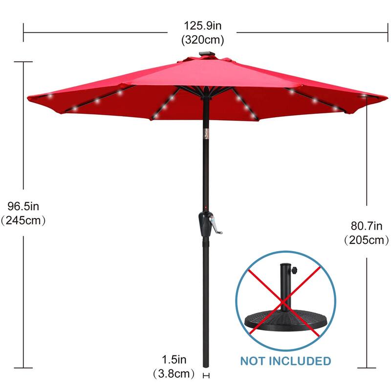 ABCCANOPY 10.5FT Outdoor Patio Solar Umbrella with 32LED Lights