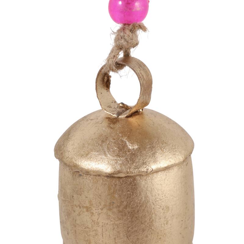 Glass Metal Bells and Windchimes Garden - 26" Gold/Green - 7" x 7" x 26"