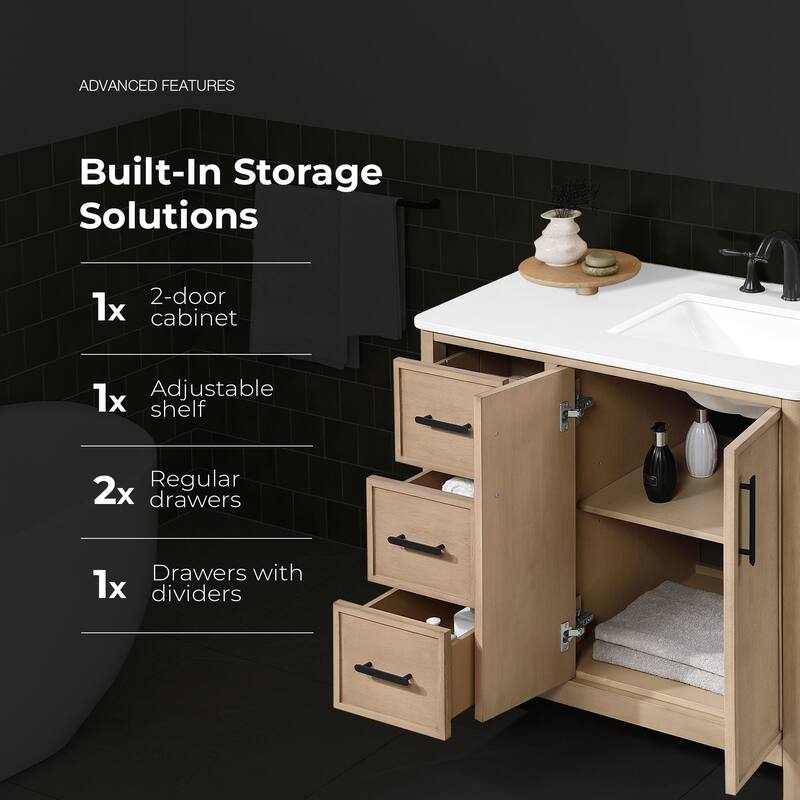 OVE Solas Bathroom Vanity with White Engineered Stone Top