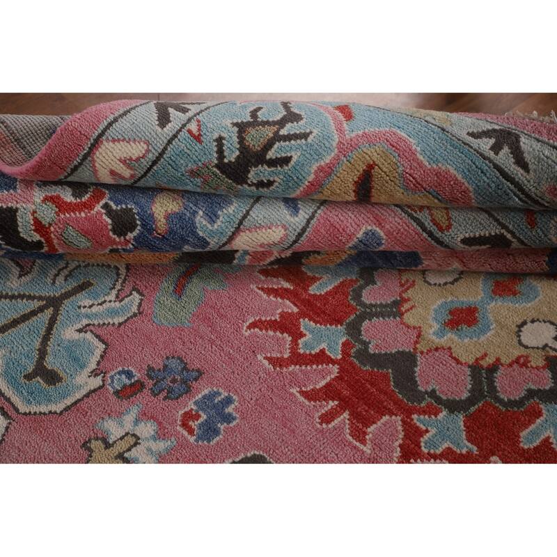 Pink Oushak Oriental Large Area Rug Handmade Wool Carpet - 9'6"x 13'9"