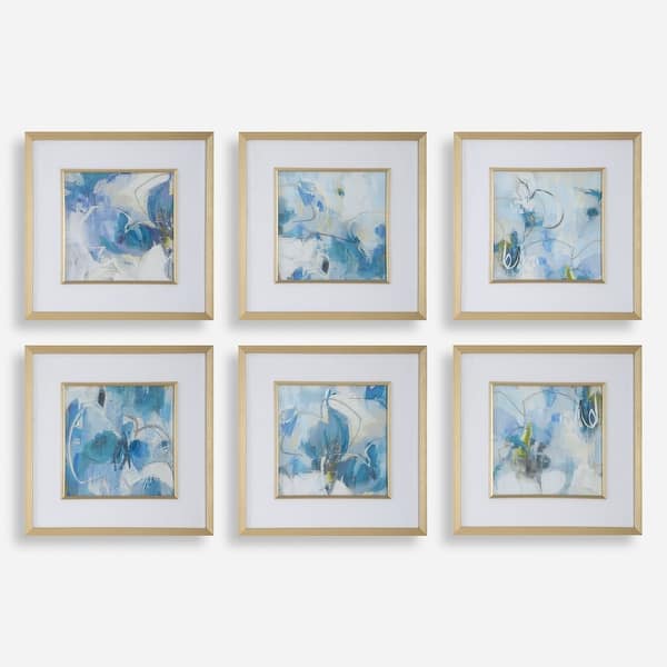 slide 2 of 7, Uttermost Fresh Start Blue Abstract Prints, Set of 6