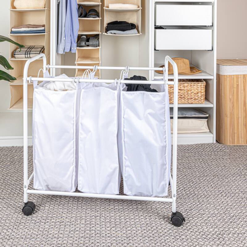 Household Essentials Rolling Triple Laundry Sorter