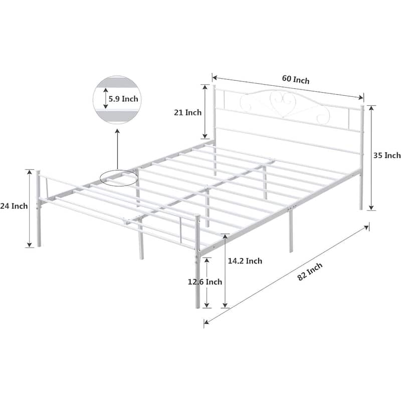 Victoria Metal Platform Bed Frames with Headboard