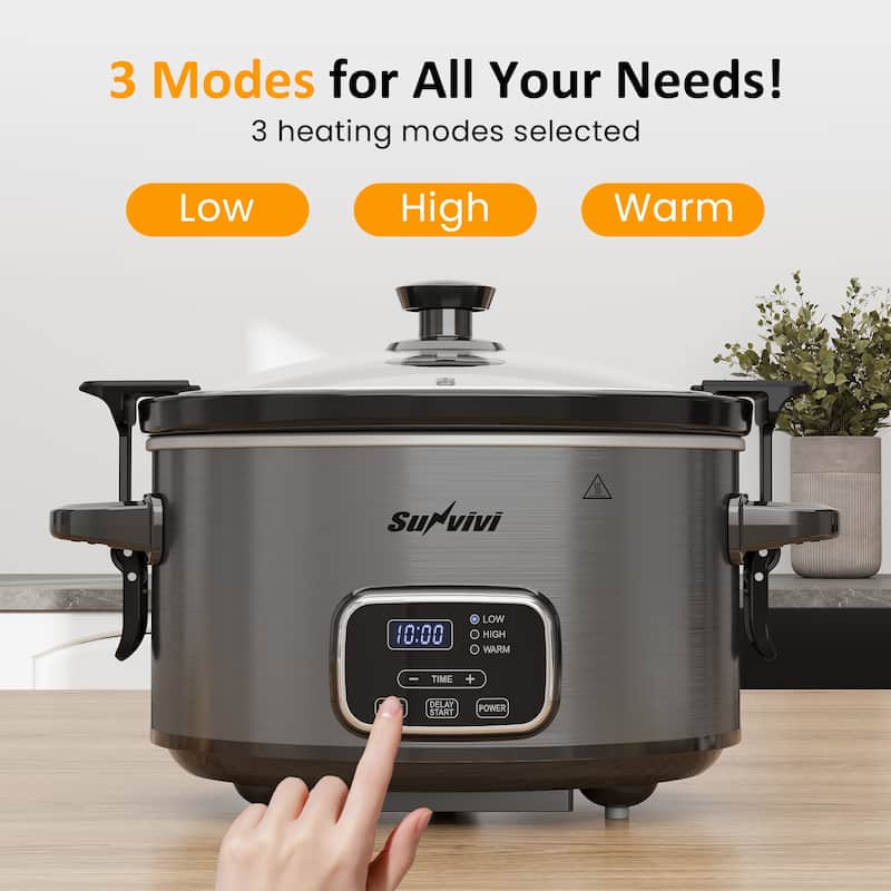 4QT Programmable Slow Cooker with Locking Lid