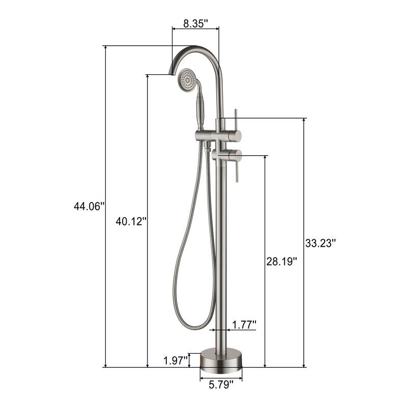 2-handle Freestanding Bathtub Faucet with Hand Held Shower