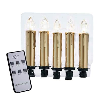 Kurt Adler Battery-Operated Taper LED Candle with Clips, 5 pieces - 5"