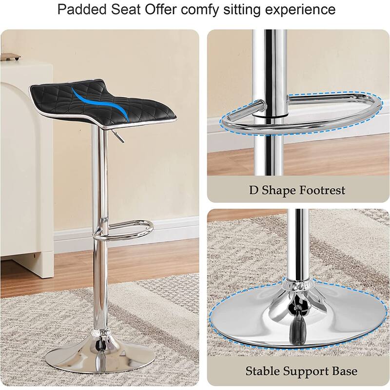 Javlergo Set of 2 Bar Stools Adjustable Swivel Counter Height Bar Chair with Footrest