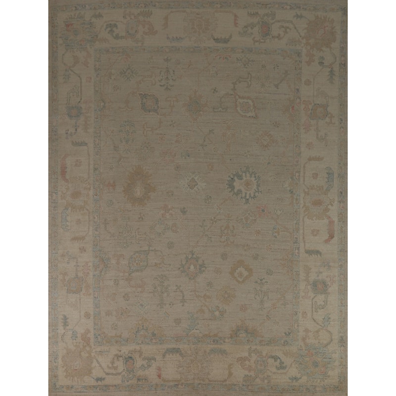 Vegetable Dye Oushak Turkish Area Rug Handmade Wool Carpet - 7'11" x 9'10"